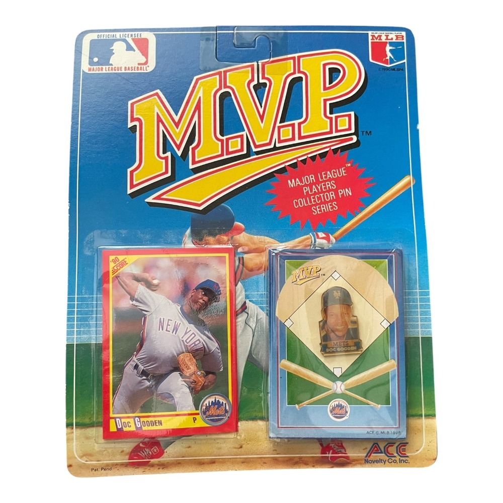 1990 MVP Doc Gooden New York Mets Collector Pin Series Card & Pin Blister Pack